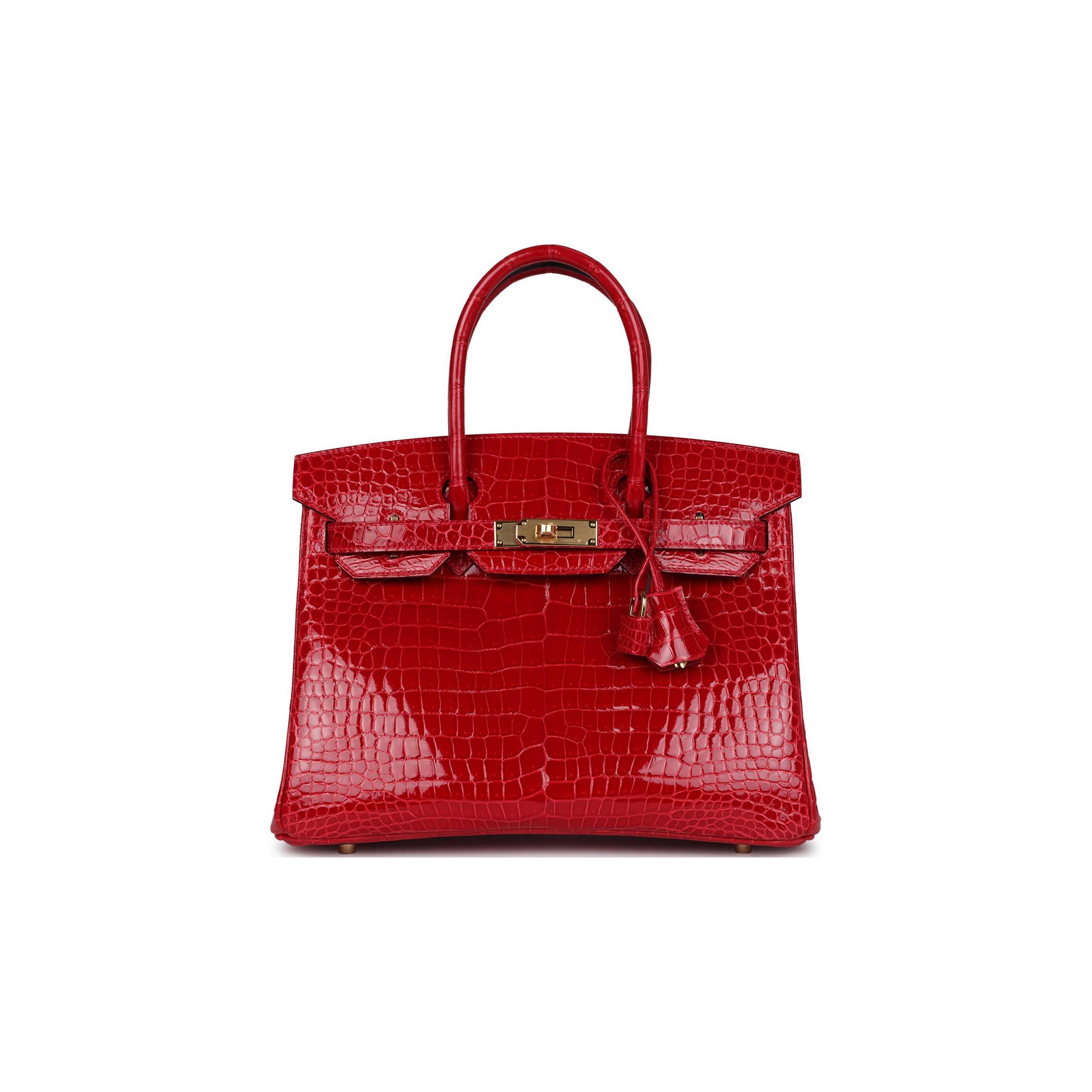 H**me5 MASTER BIRKIN 30 BRAISE SHINY POROSUS CROCODILE GOLD HARDWARE (30*22*16cm) Master Quality